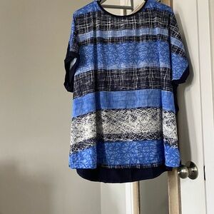Blue and Black Patterned Top